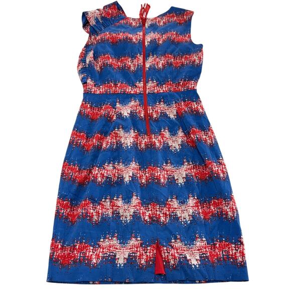 Tracy Reese Dress Womens 0 Red Blue Twist Chevron‎ Sheath Mini Anthropologie - Picture 2 of 9